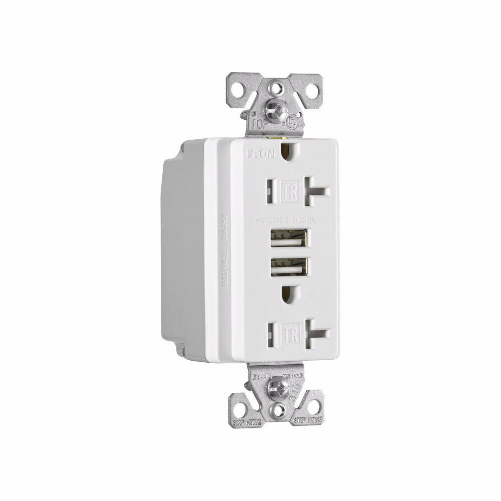 1pcs - EATON TR7756W 20A 125V NEMA 5-20R USB 3.1A 5V charger with receptacle