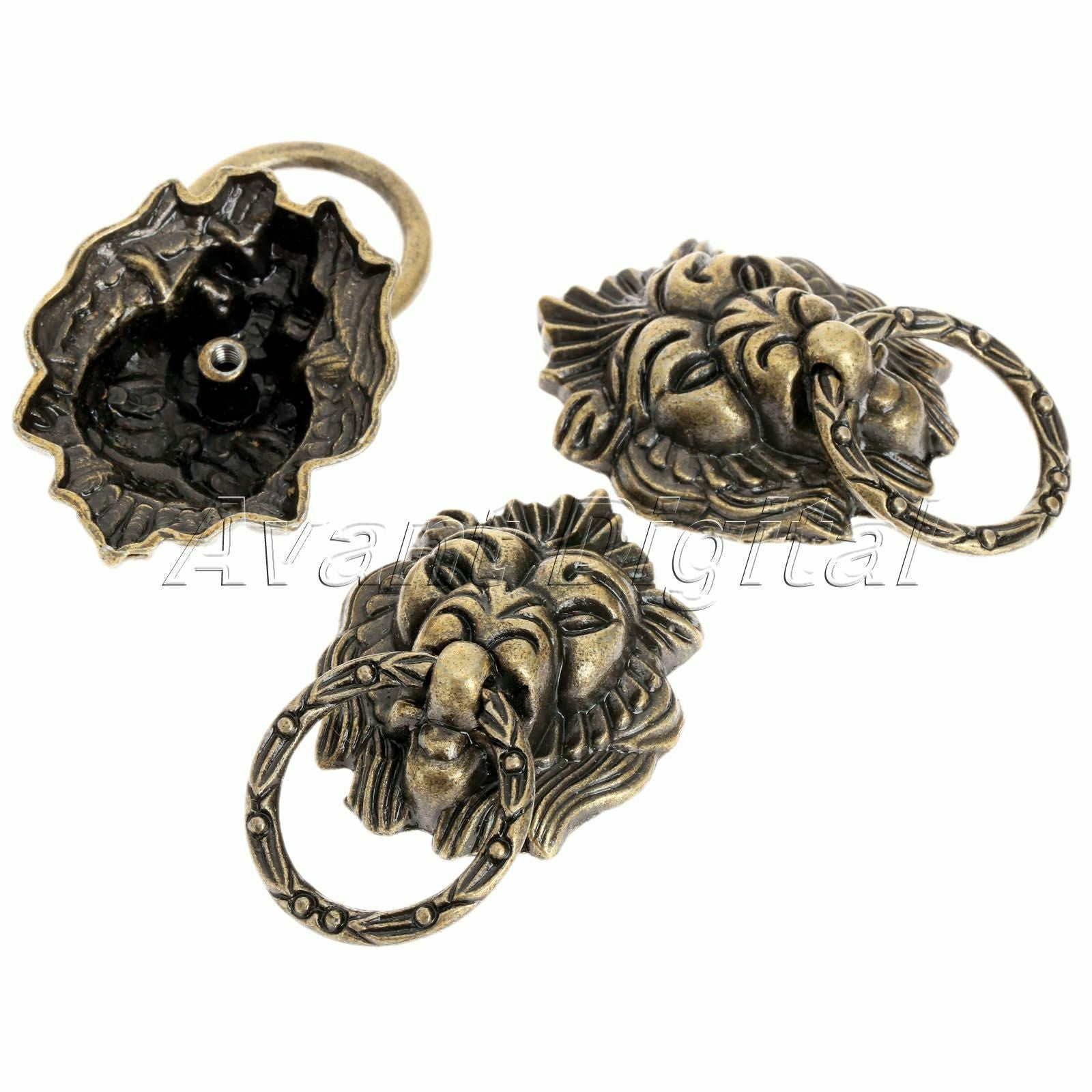 6Pcs High Quality Lion Head Jewelry Box Cabinet Drawer Knob Ring Pull Handle Hot