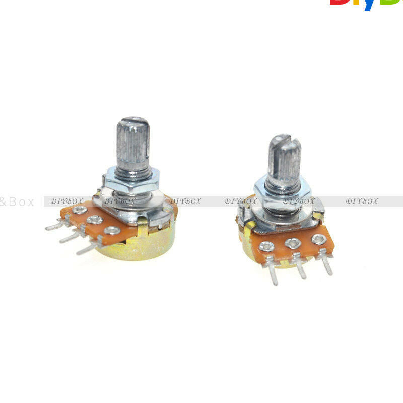 5PCS B20K OHM Linear Taper Rotary Potentiometer 15MM Shaft 3 Pin with Nuts