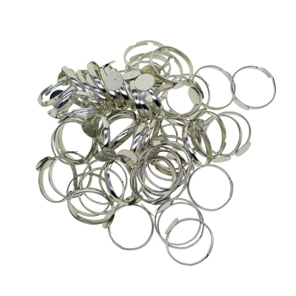 100x DIY Ring Blank 8mm Base Tray for Women Chic Finger Rings DIY Blanks