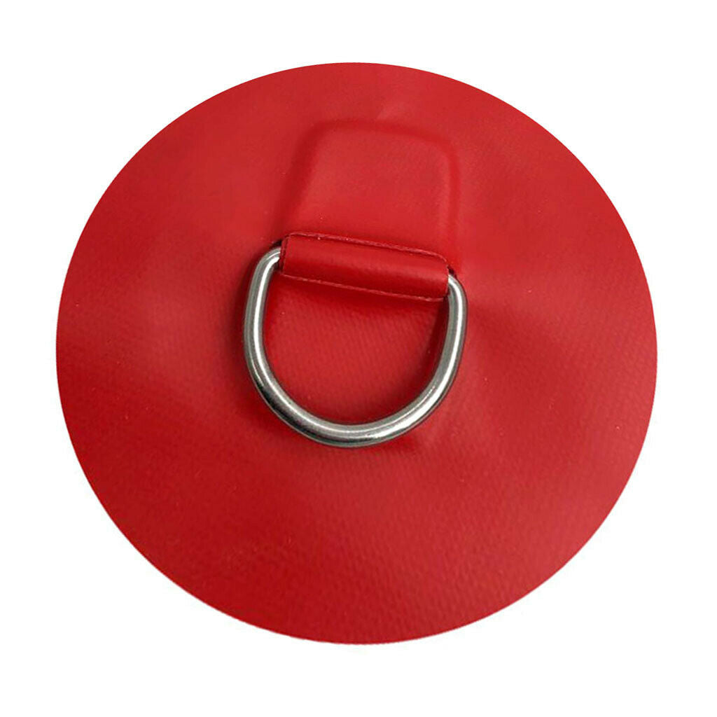 Quality 4"Stainless Steel Inflatable Boat Kayak Dinghy D-RINGS PVC Patch RED