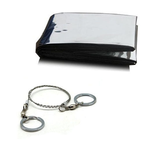 Camping Hiking Emergency Sleeping Blanket+Outdoor Survival Kit Tools Wire Saw