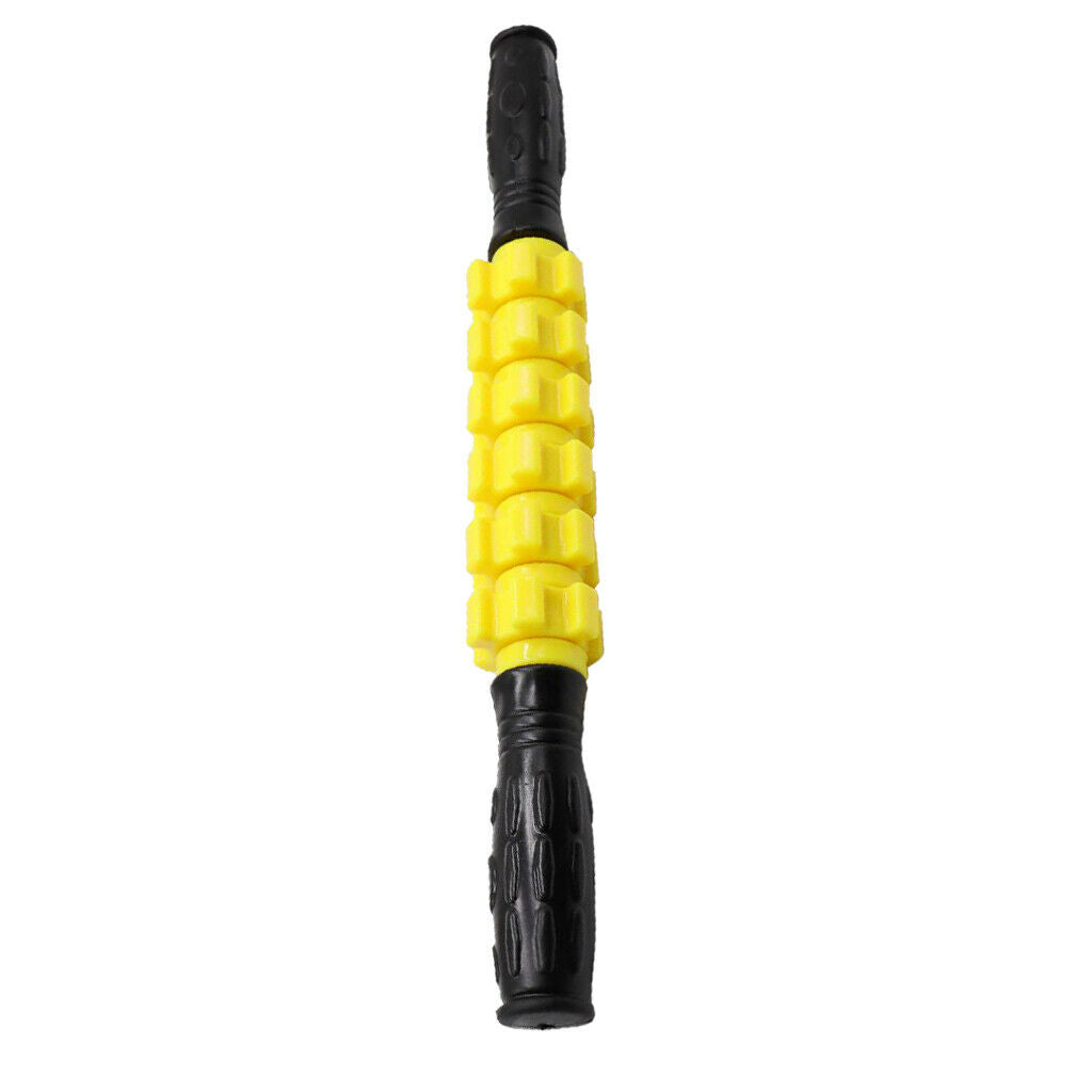6 Wheel Muscle Roller Massage Stick With Massage Point For Body Relax Yellow