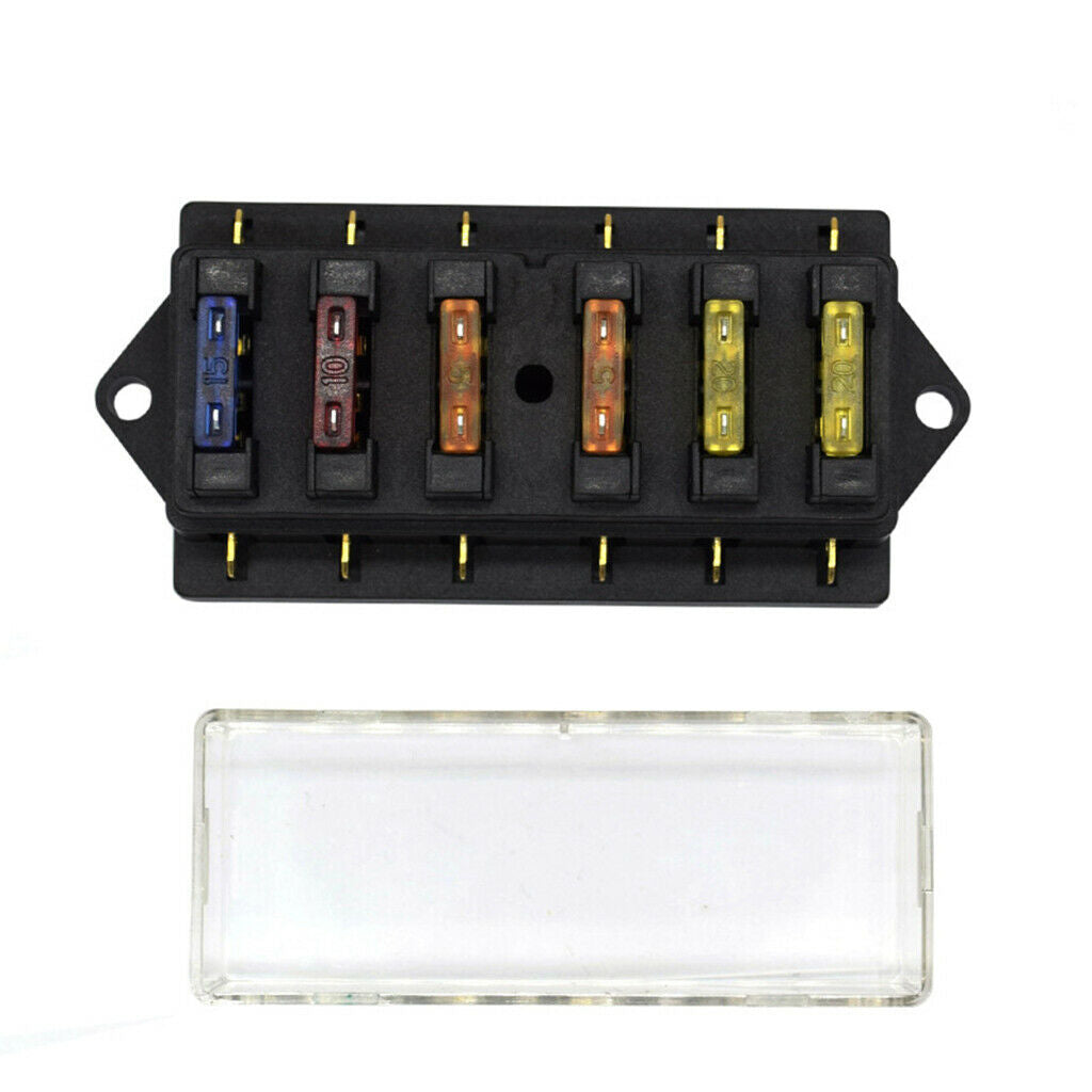 Automotive 6-Way Blade Fuse Box Block w/ LED Light for Vehicle SUV Mini