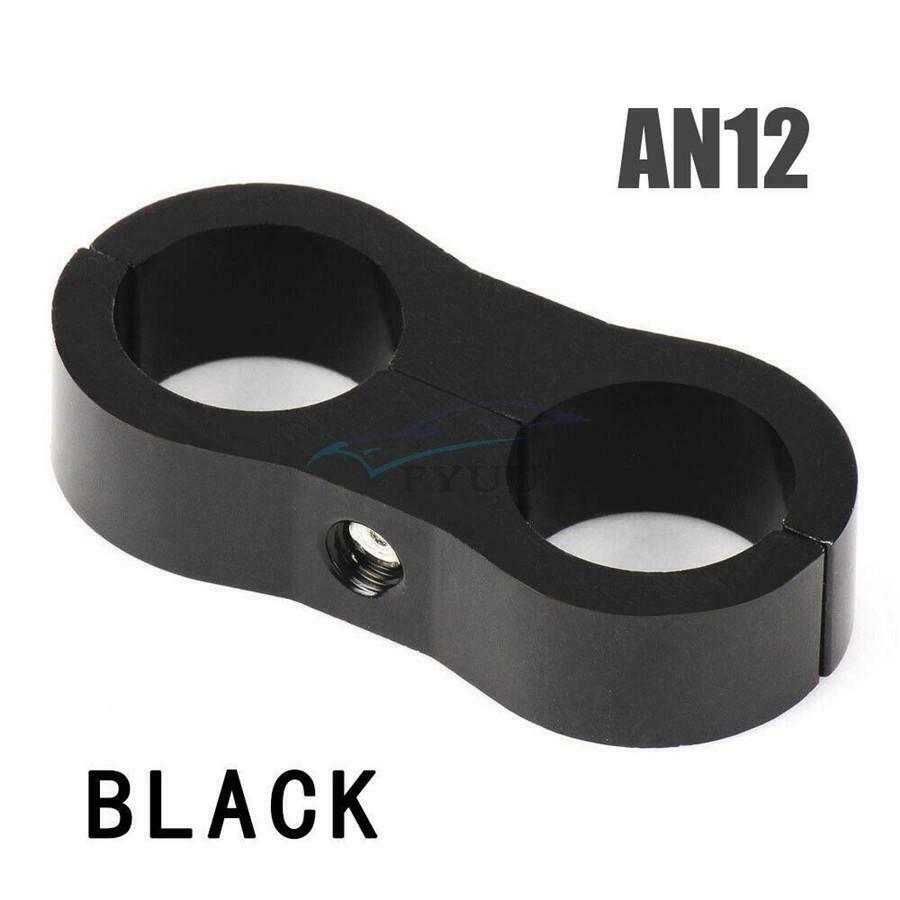 8PCS AN12 24MM Stainless Steel Braided Rubber Inner Hose Clamp Adapter Black