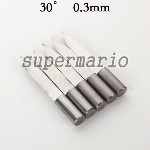5x 1/4'' 6mm Carbide Engraving Bit One Single Blade Flute CNC Router 30° 0.3mm