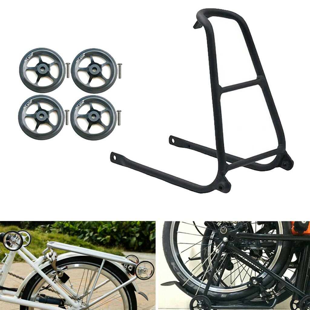 Folding Bike Rear Rack Ultralight Easywheel Refit Bracket Stand for Brompton