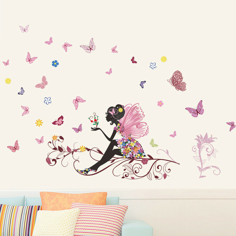 Butterfly Flower Fairy Wall Stickers For Kids Room Wall Decor Room Post.l8