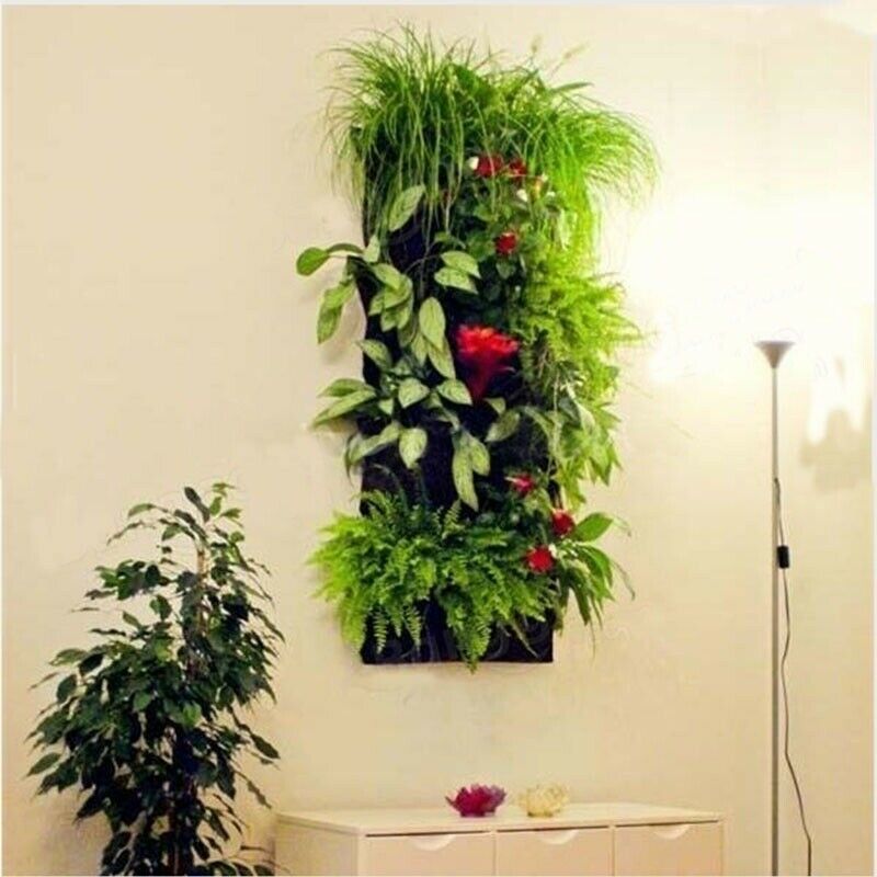 7 Pocket Planting Bag Hanging Wall Vertical Plant Hangers Flower Home Garden