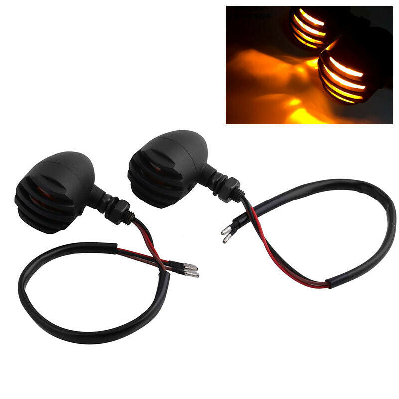 2PCS Motorcycle Bike Turn Signal Light Retro Small Metal Fence Lamp Yellow 10mm