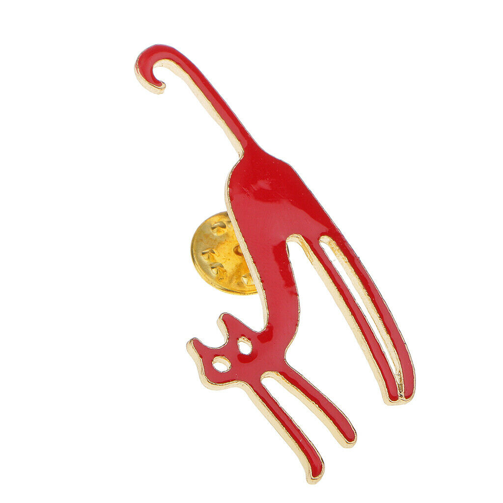 Cat Pattern Pin Brooch, Black And Red Color, Accessories for Women, 2 Pieces