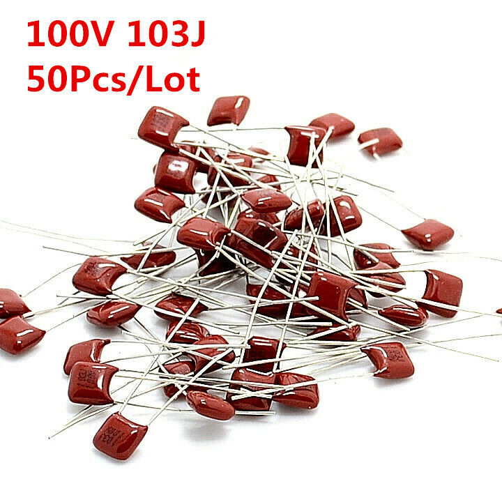 50Pcs CBB Capacitor 100V 103J 0.01UF 10NF 103 100V  Pitch 5mm P5