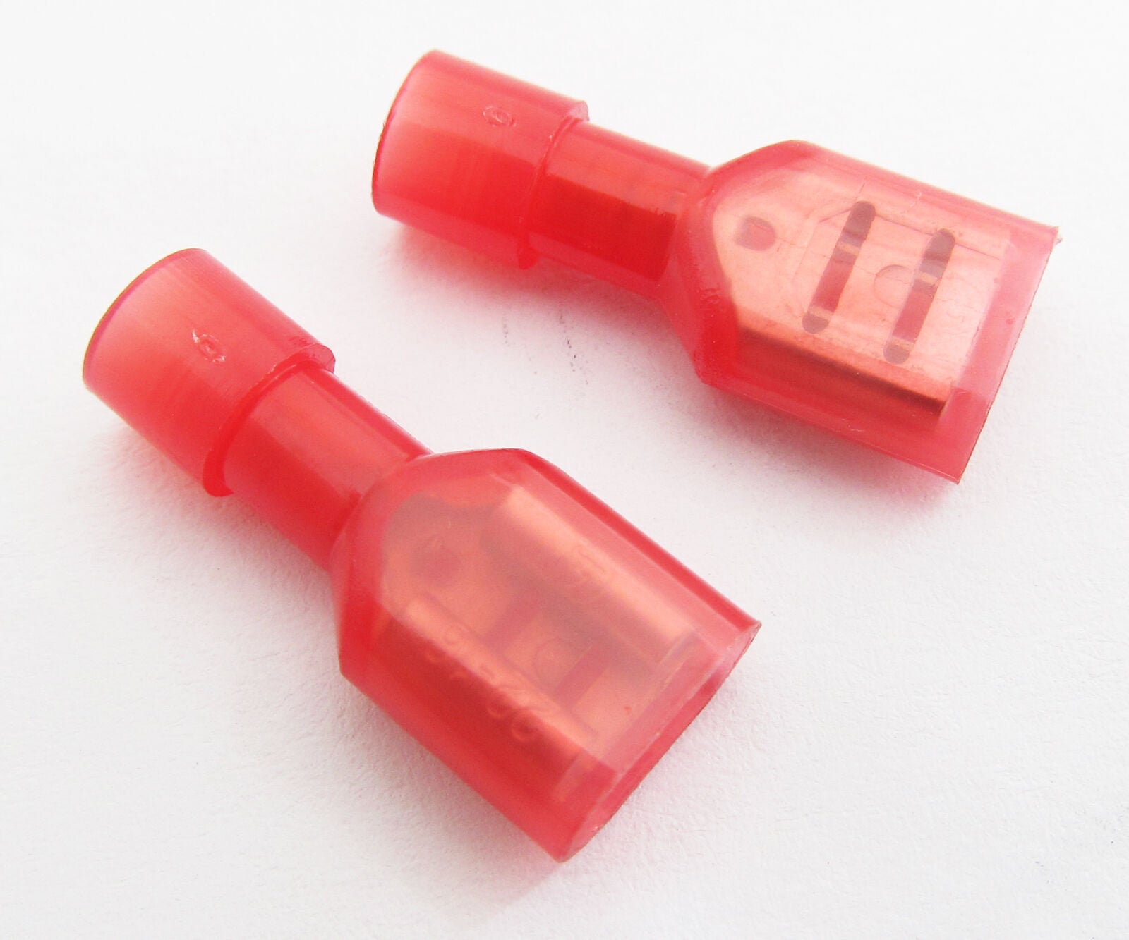 5pcs Red Nylon Full Insulated Female Copper Terminals 16-22 Gauge W:6.6mm 10A