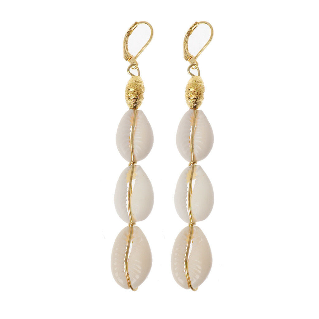 Bohemian Natural Cowrie Shell Pendant Drop Earrings Beach Fashion Jewelry Women