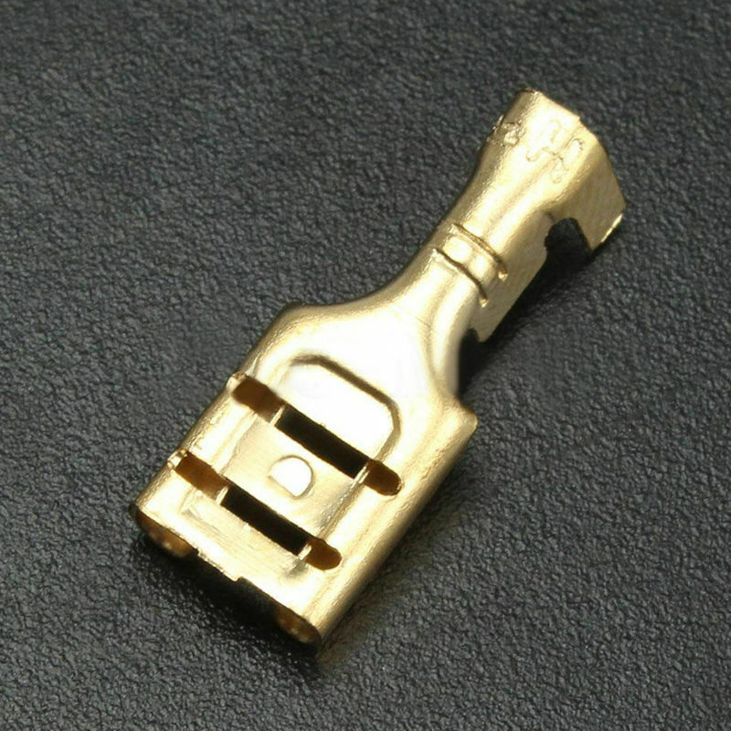 200pcs 6.3mm Female Spade Connectors Mayitr Brass Crimp Terminals 16-22 AWG
