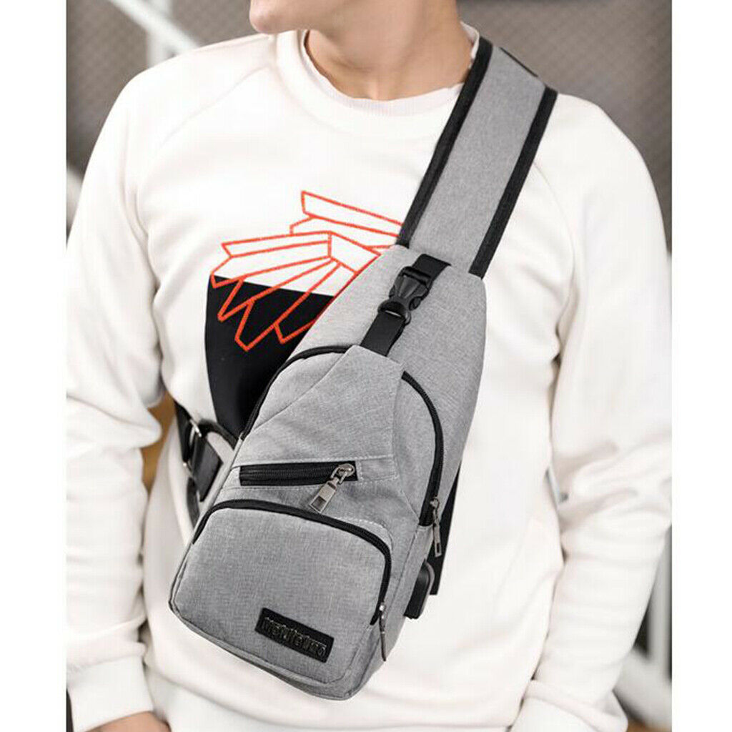 3Pcs Sling Chest Bag Chest Sling Bag with USB Charging Port Outdoor Backpack
