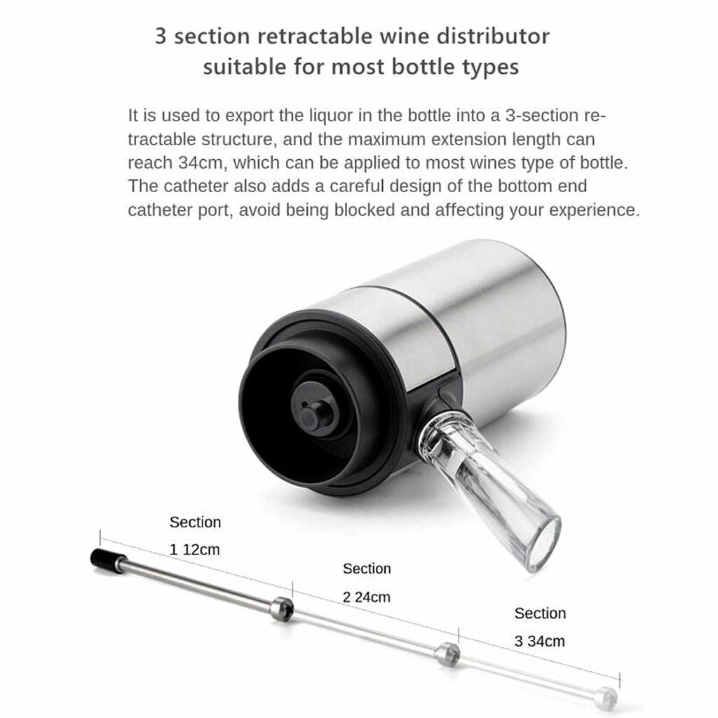 Wine Aerator Pourer with Retractable Tube Dispenser Pump for Lovers Women