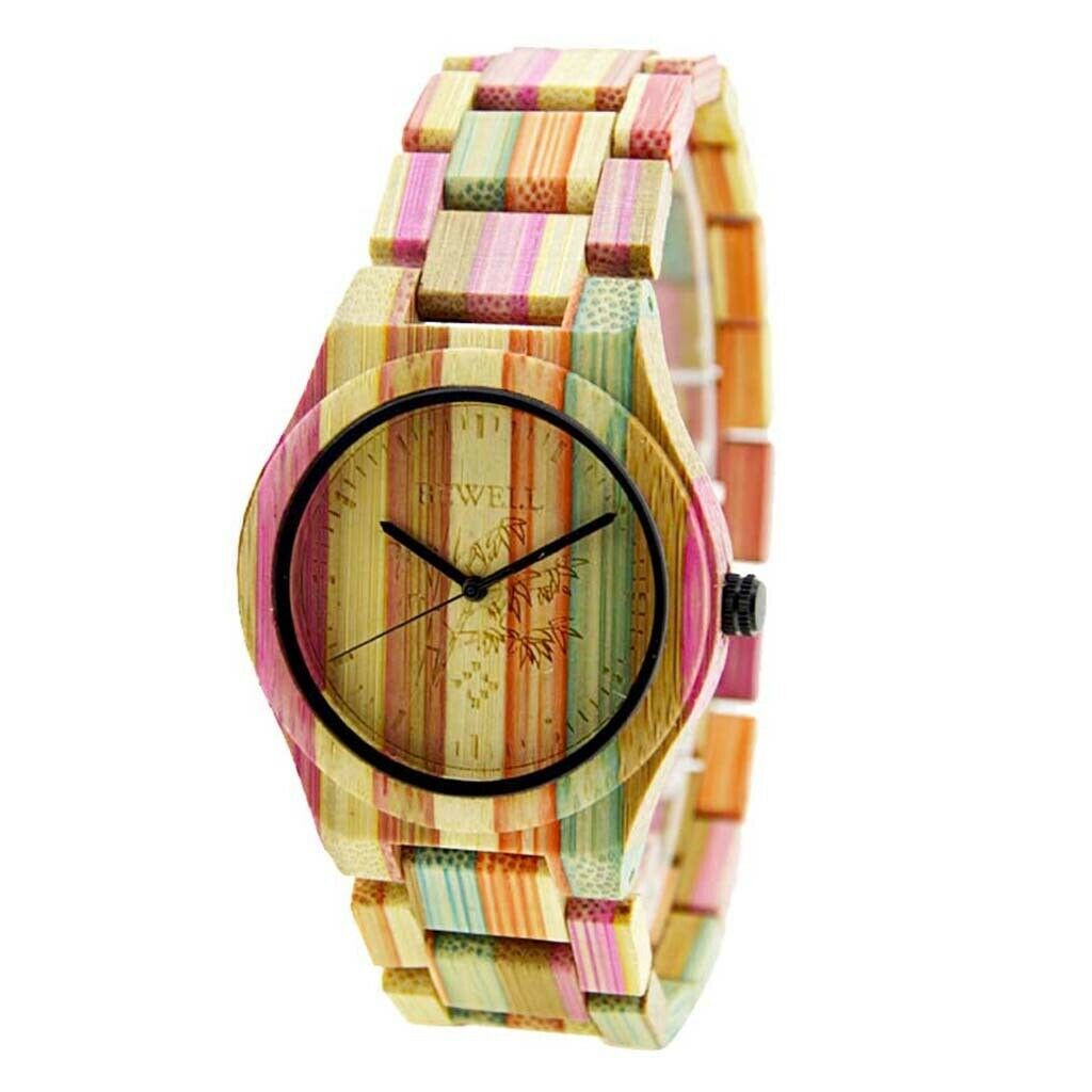 Bewell Handmade Colorful Bamboo Wood Watch Quartz Fashion WristWatch #1