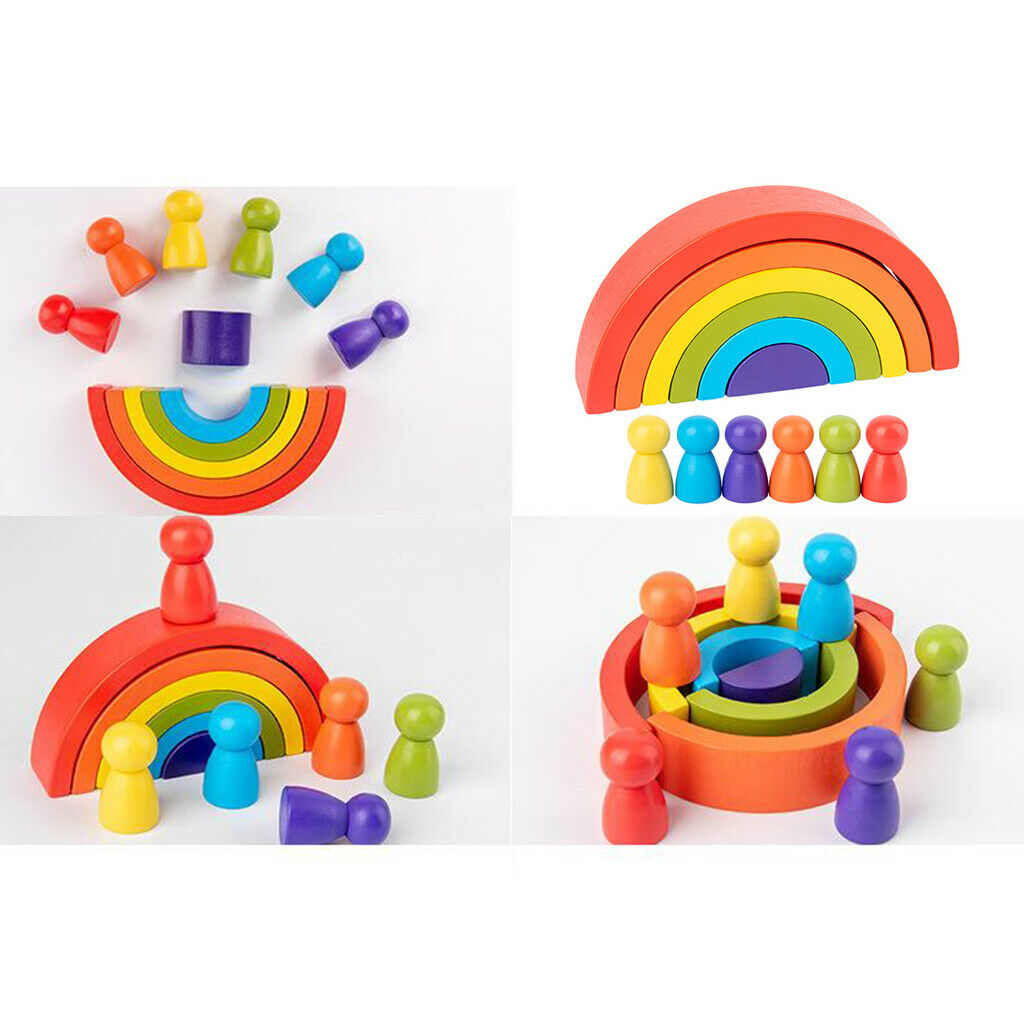 Rainbow Stacker Nesting Puzzle Large Blocks and Numbers Learning Toys Kids