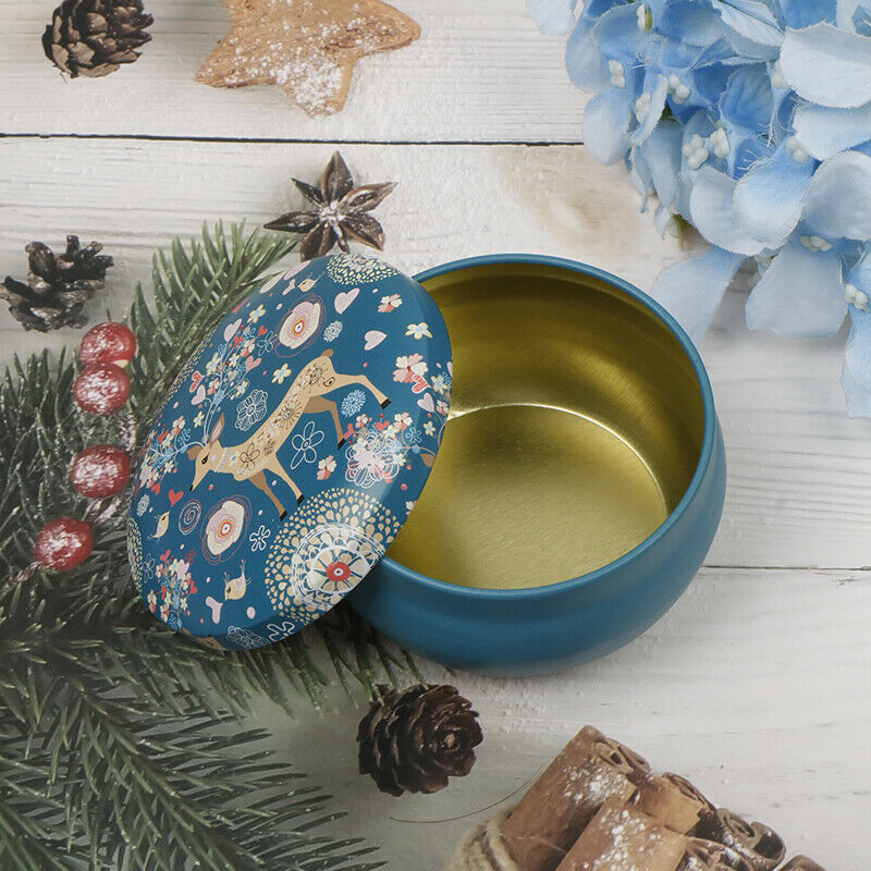 Creative Small Round Tinplate Box Retro Deer Pattern Jewelry Tin Can Cand.l8