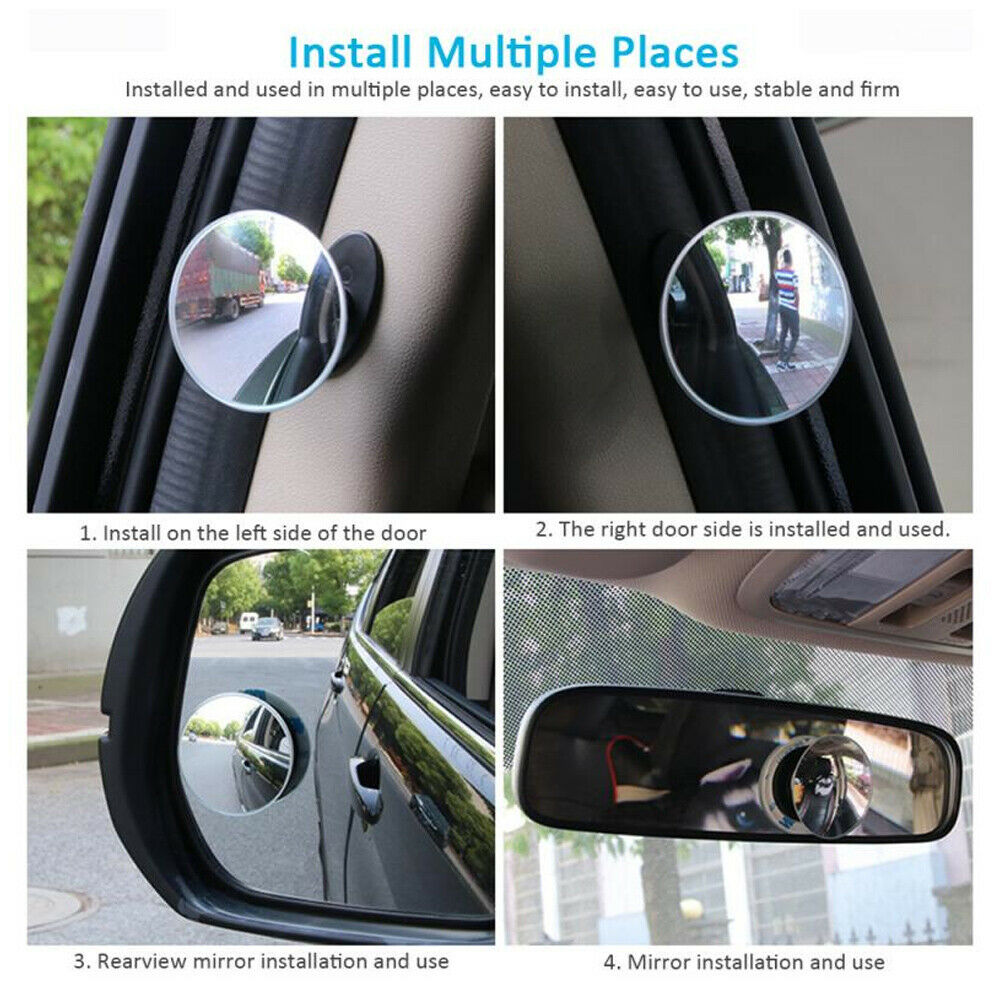 1 Pair Universal 360° Wide Angle Adjustable Reversing Rearview Mirror White Edge
