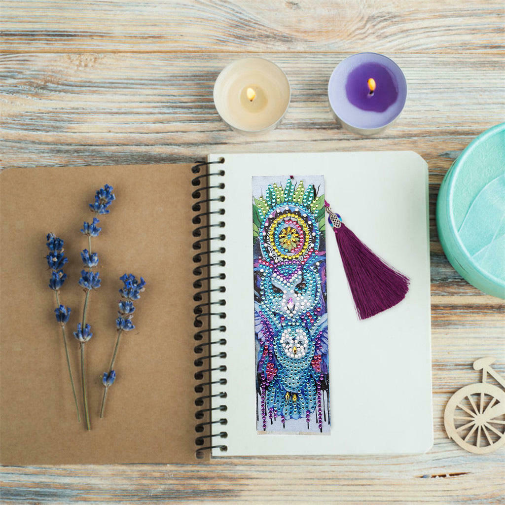 6 Sets 5D DIY Diamond Painting Kit Leather Tassel Bookmark Office Book Mark