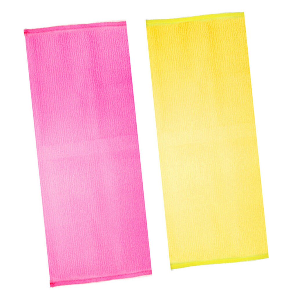 2 lot Exfoliating Back Strap Bath Cloth Body Cleaning Adults/Kids Red+Yellow