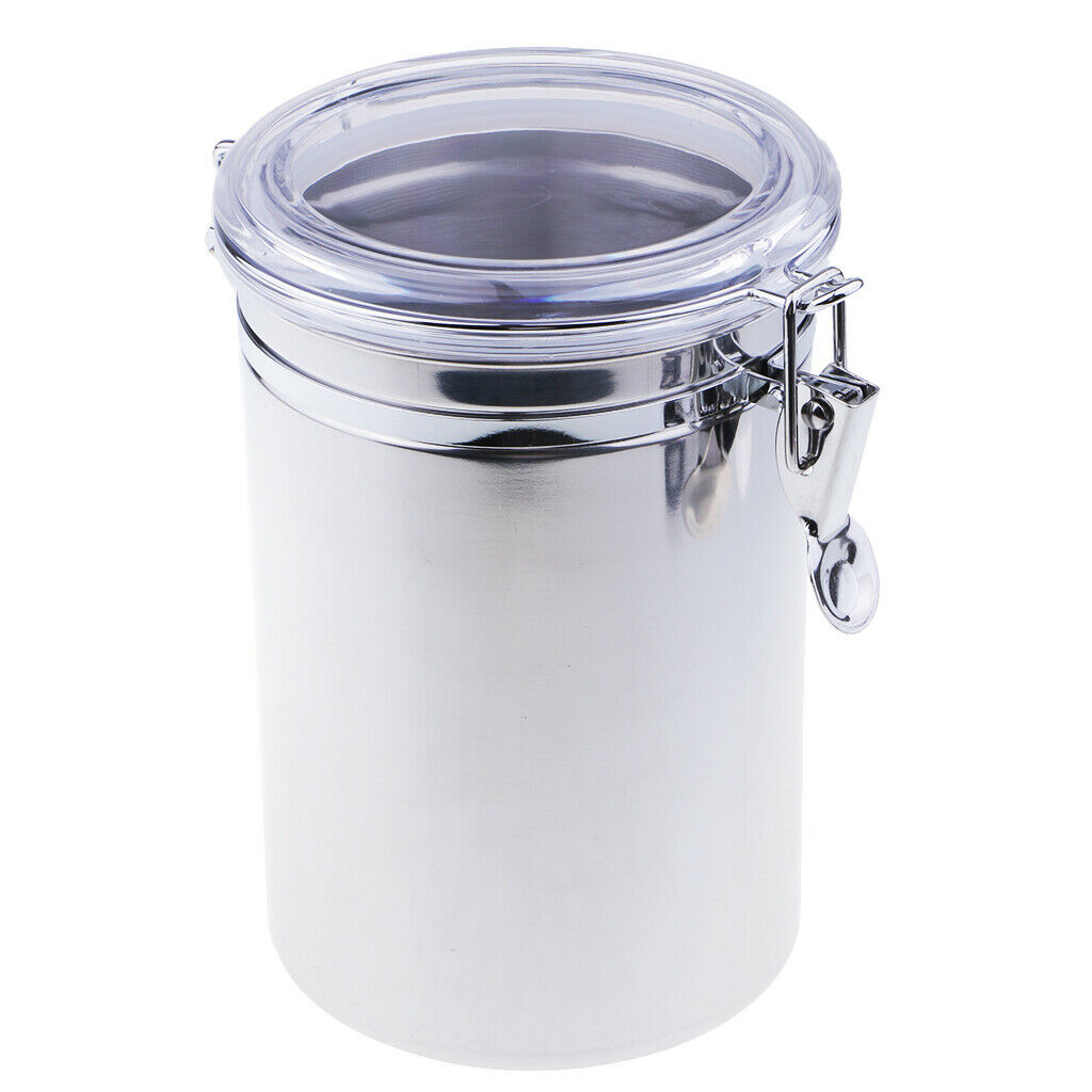 Stainless Steel Airtight Canister with Clear Acrylic Lid and Locking Clamp 60oz