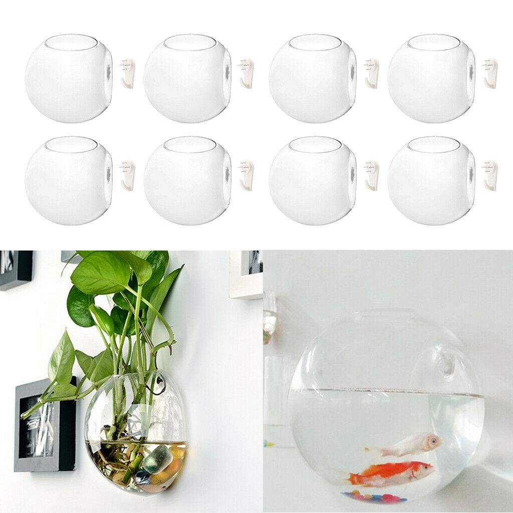 8 x Glass Hydroponic Pot Hanging Planter Flower Vase Wall Art Ornament