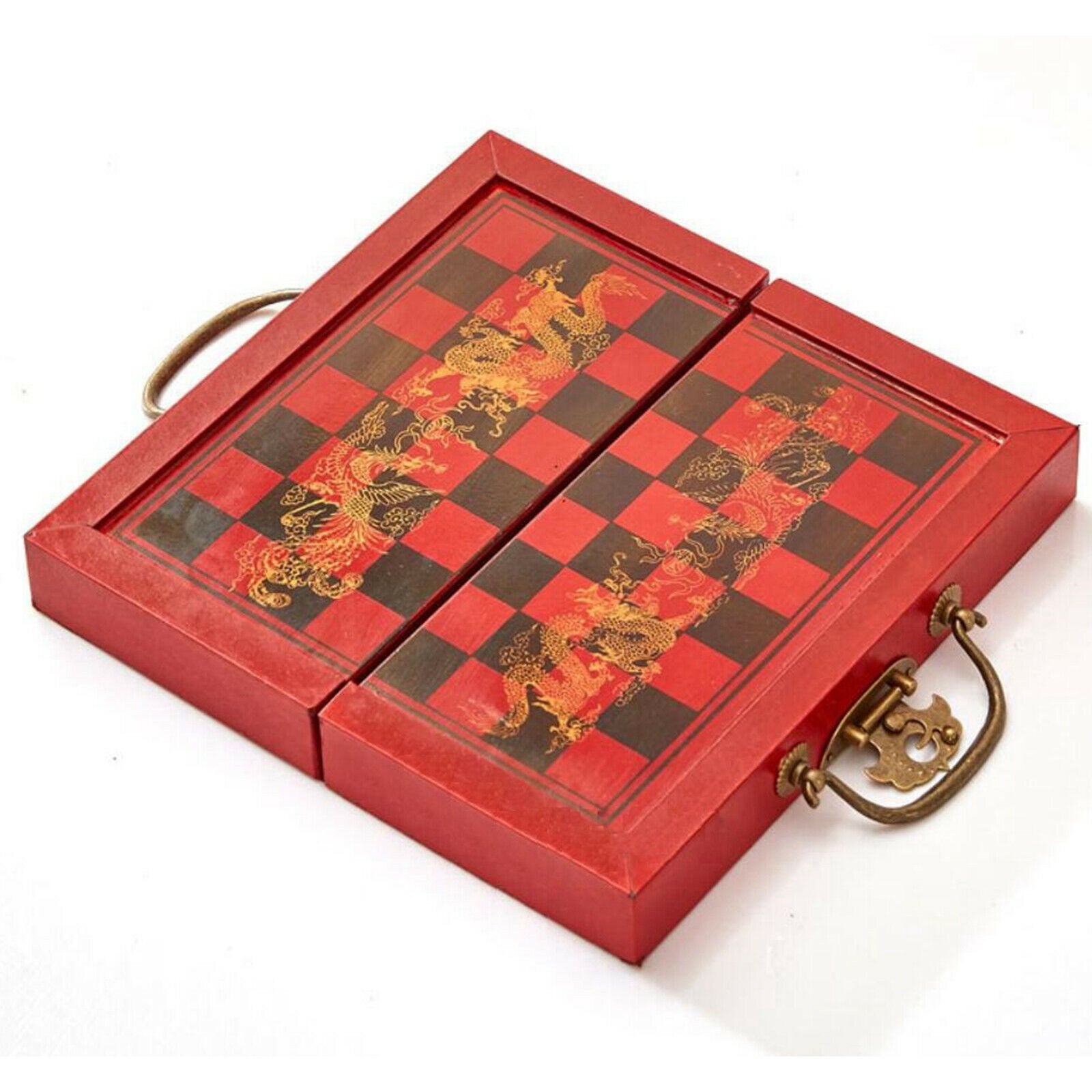 Wooden Chess Set with Folding Chess Board Chess Soldiers Chessman Pieces