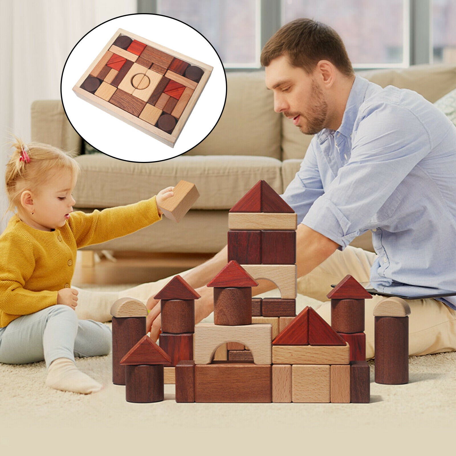 Building Blocks Toys Montessori Educational Shapes Recognition Learning