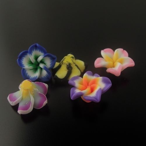 14mm Cute Polymer Clay Mixed Color Flower Beads Charms Jewelry Finding 50PCS
