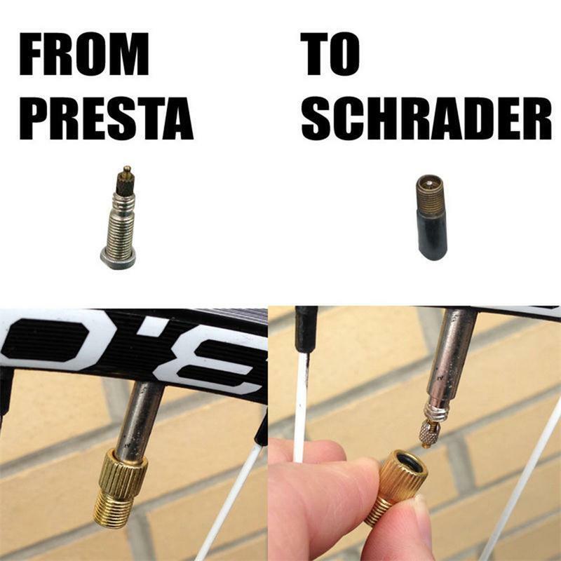 2PCS Bicycle Pumps Presta to Schrader Road Bike Valve Adapter Converter Tube