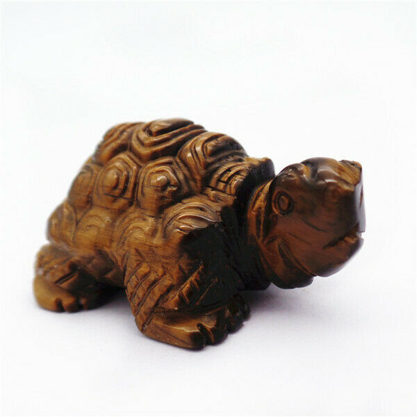 48x32x26mm Natural Tiger Eye Gem Carved Sea Turtle Decoration Statue HH7937