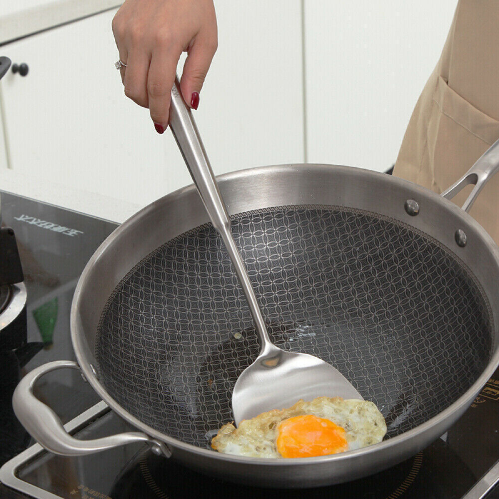 Stainless Steel Wok Nonstick Stir Fry Pan With Lid And Spatula
