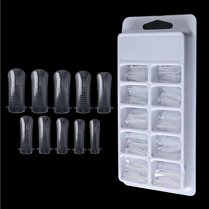 100Pc/Box Clear Dual Forms Nails System Full Cover Quick-Building Gel Mold TiWF
