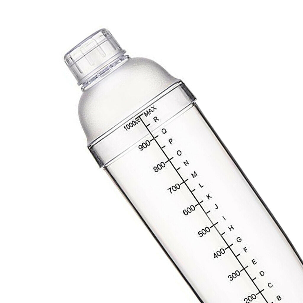 Cocktail Shaker - Clear Matte Bottle Bar Pub Drink Party Supplies 1000cc