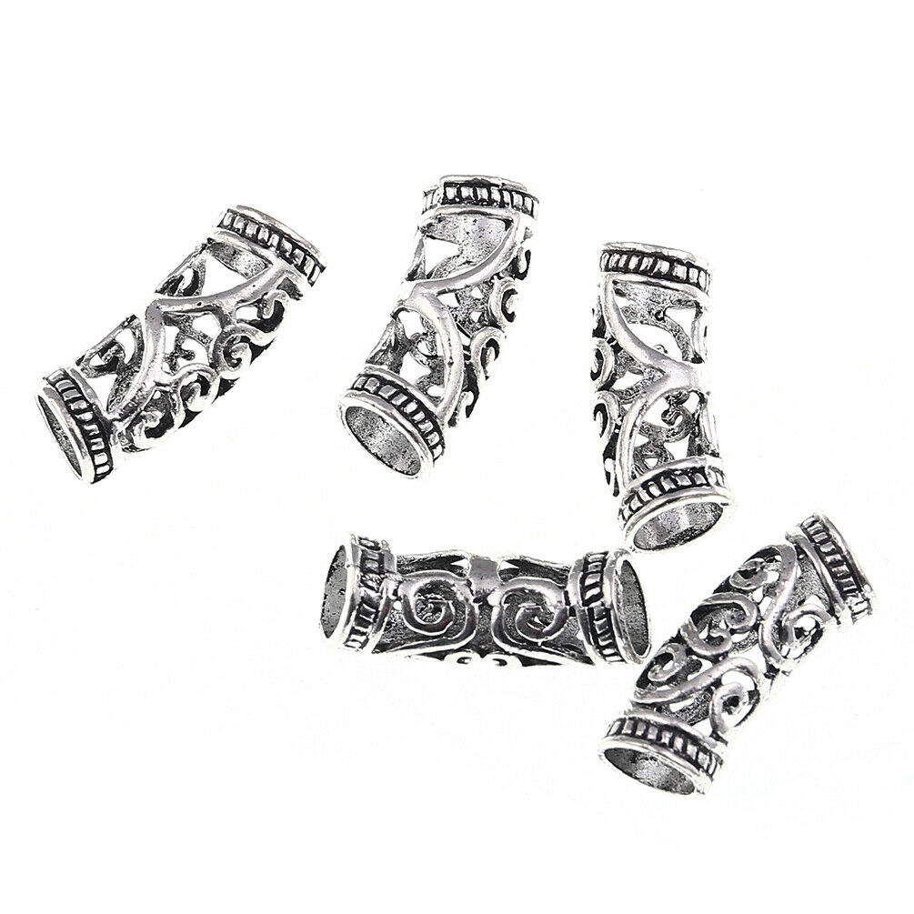 5PCS Hair Braid Rings Dreadlock Beads Hollow Cuff Alloy Jewelry Clip Accessories