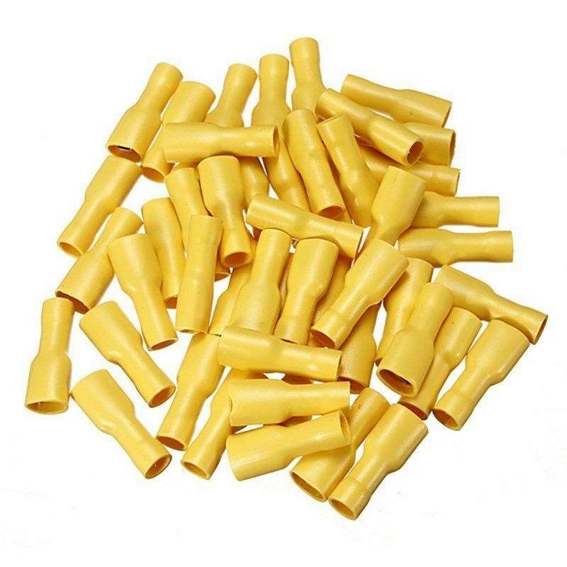 100pcs Fully Female&Male Spade Terminals Crimp Connector Yellow 12-10AWG