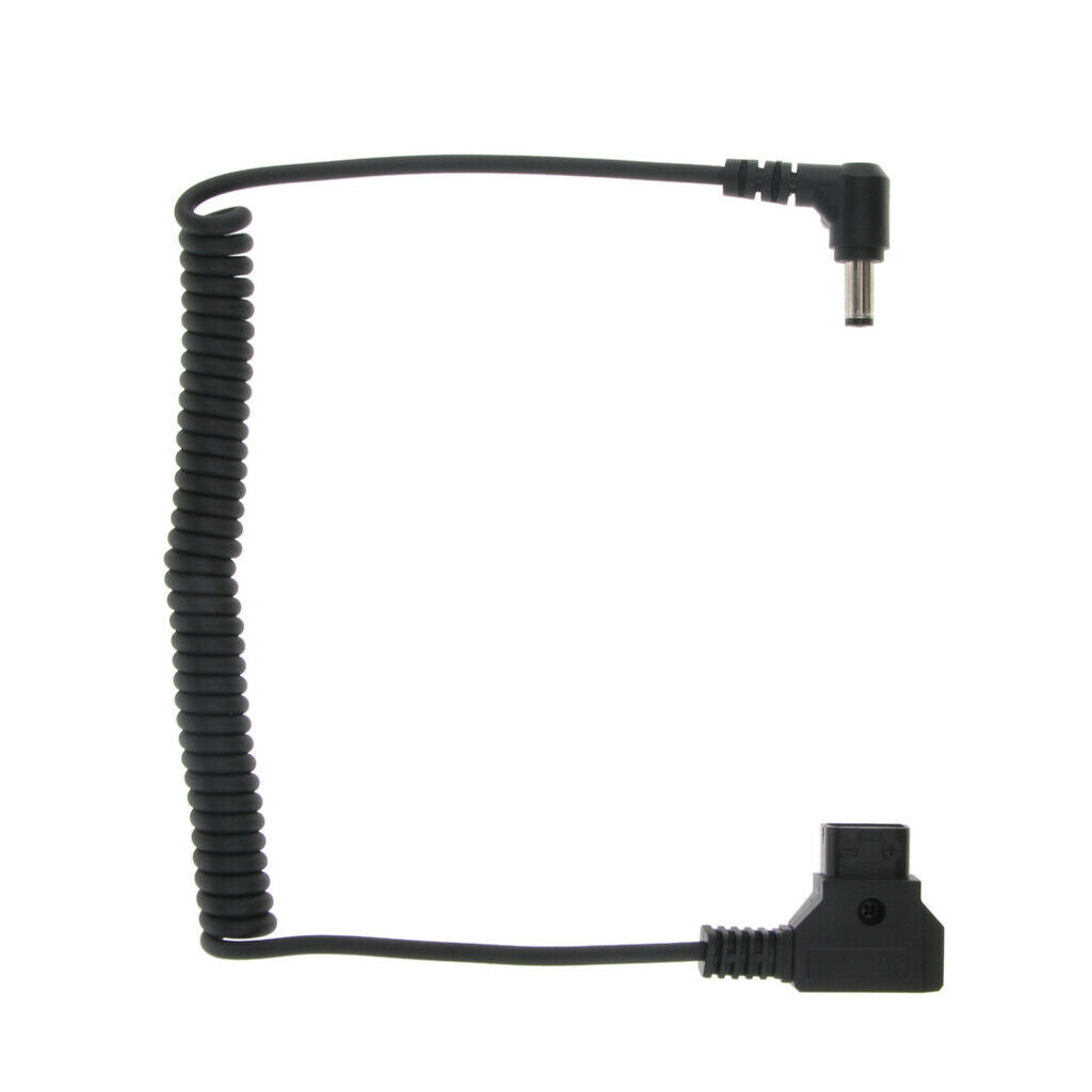 Coiled Power Supply Cable DC Plug 2.5x5.5mm Right Angle to D-Tap Connector