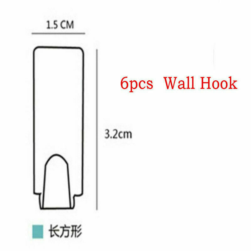 6PCS Stainless Steel Adhesive Home Kitchen Wall Door Stick Holder Hook Hanger