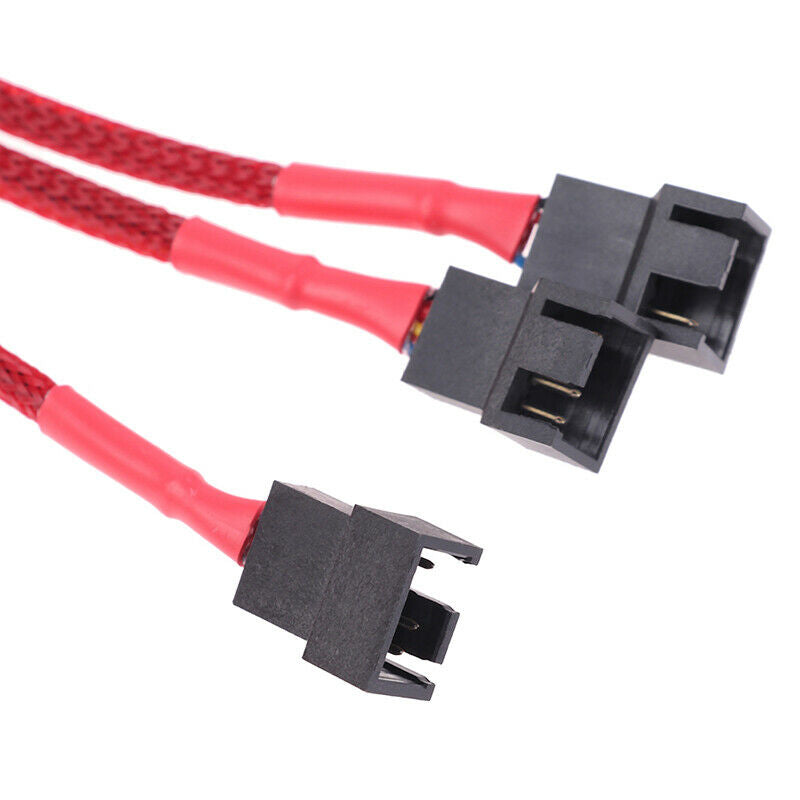 1Pc Red Computer Fan Line 1 To 3 Way 4Pin PWM Fan HUB Hub Fan Extension C.l8
