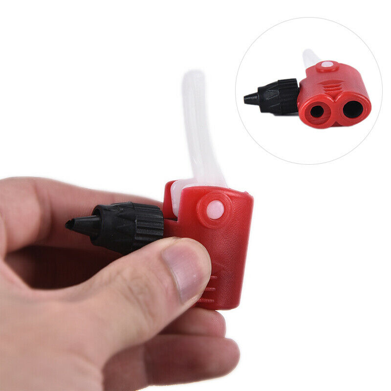 Bicycle Red Pump Valve Nozzle Hose Adapter Double Head Pumping AccessorieY1