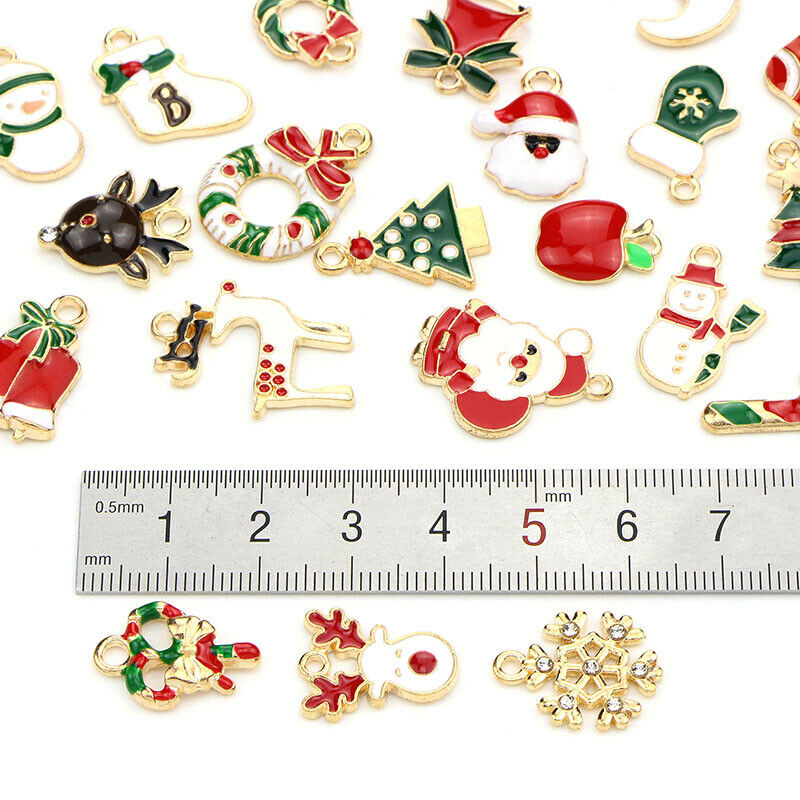 26Pcs/Set Enamel Mixed Style Christmas Series Charms Pendant DIY Jewelry Mak.DD