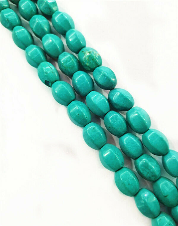 1 Strand 14x10mm Green Turquoise Faceted Olive Spacer Loose Beads 15.5" HH7908