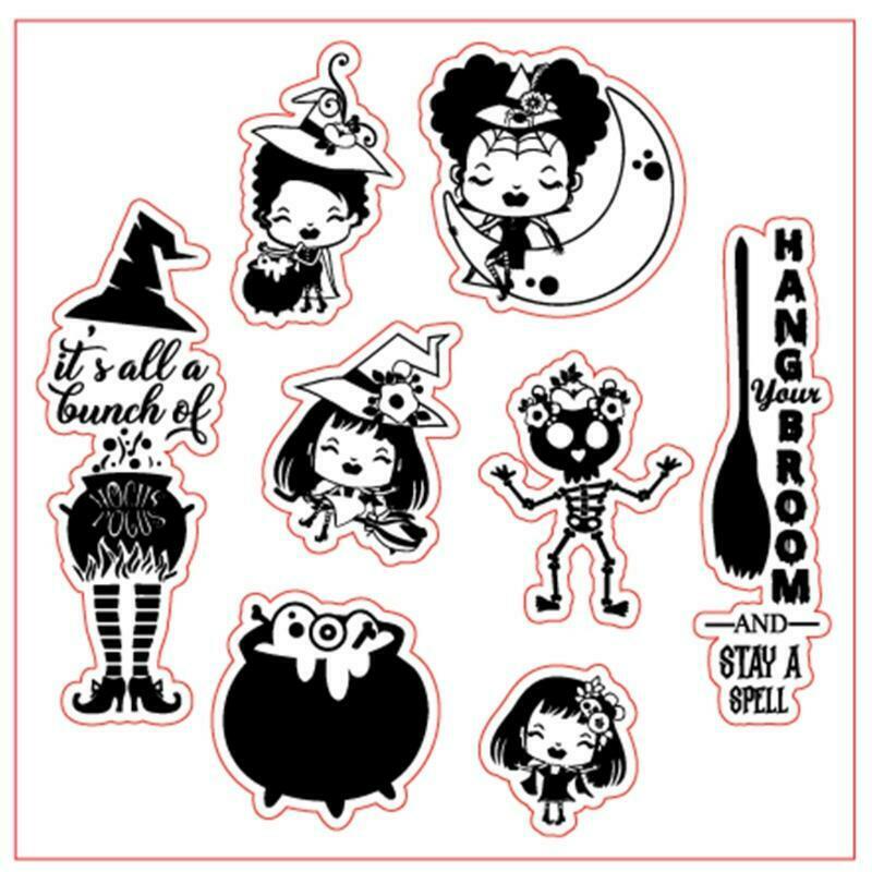 Clear Stamp Craft Making Embossing Mould for DIY Halloween Witch Card