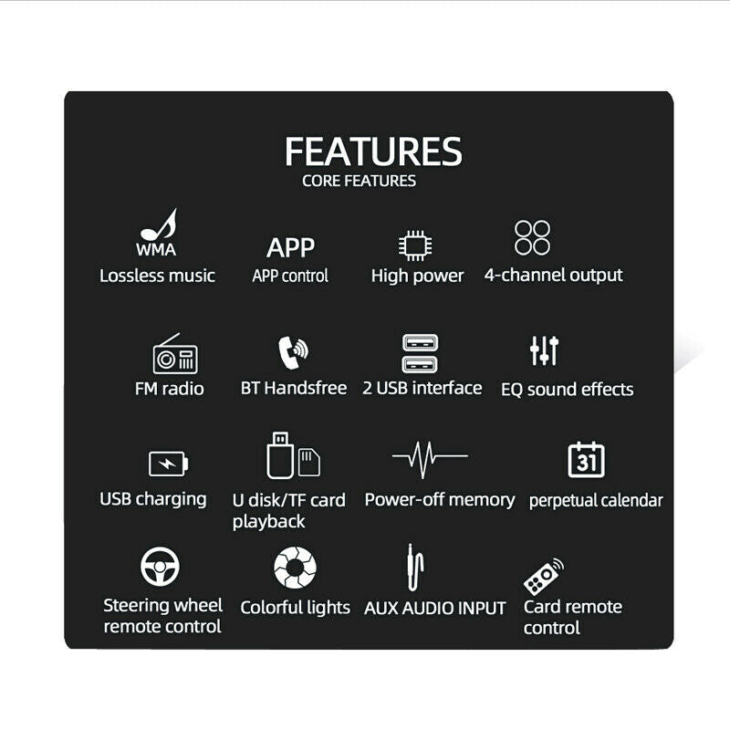 4 Channel Car Bluetooth Radio Audio Stereo MP3 Player Remote Control USB/FM Kit