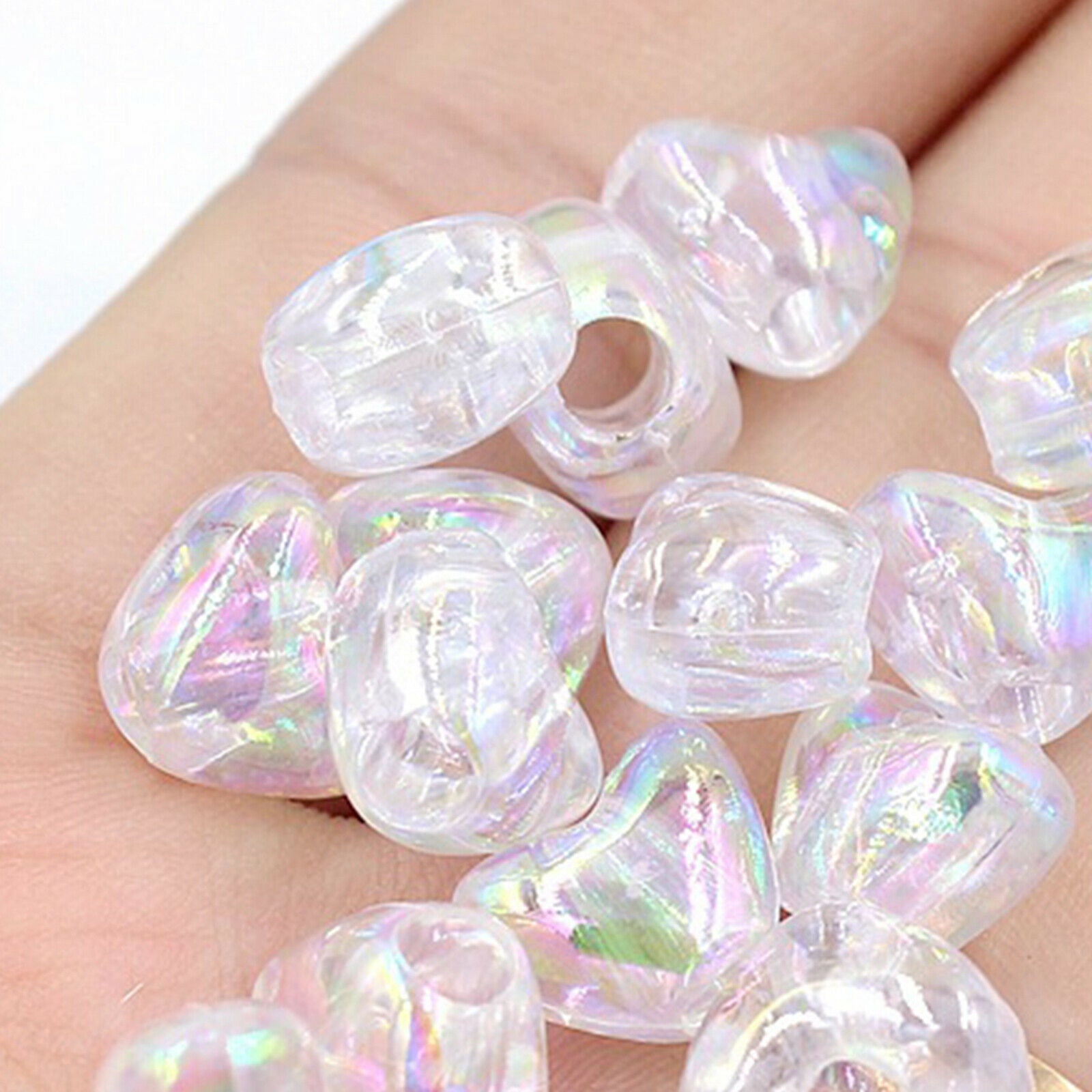 200x Heart Shaped Loose Beads Spacer Beads DIY Bracelet Jewelry Making Kid's