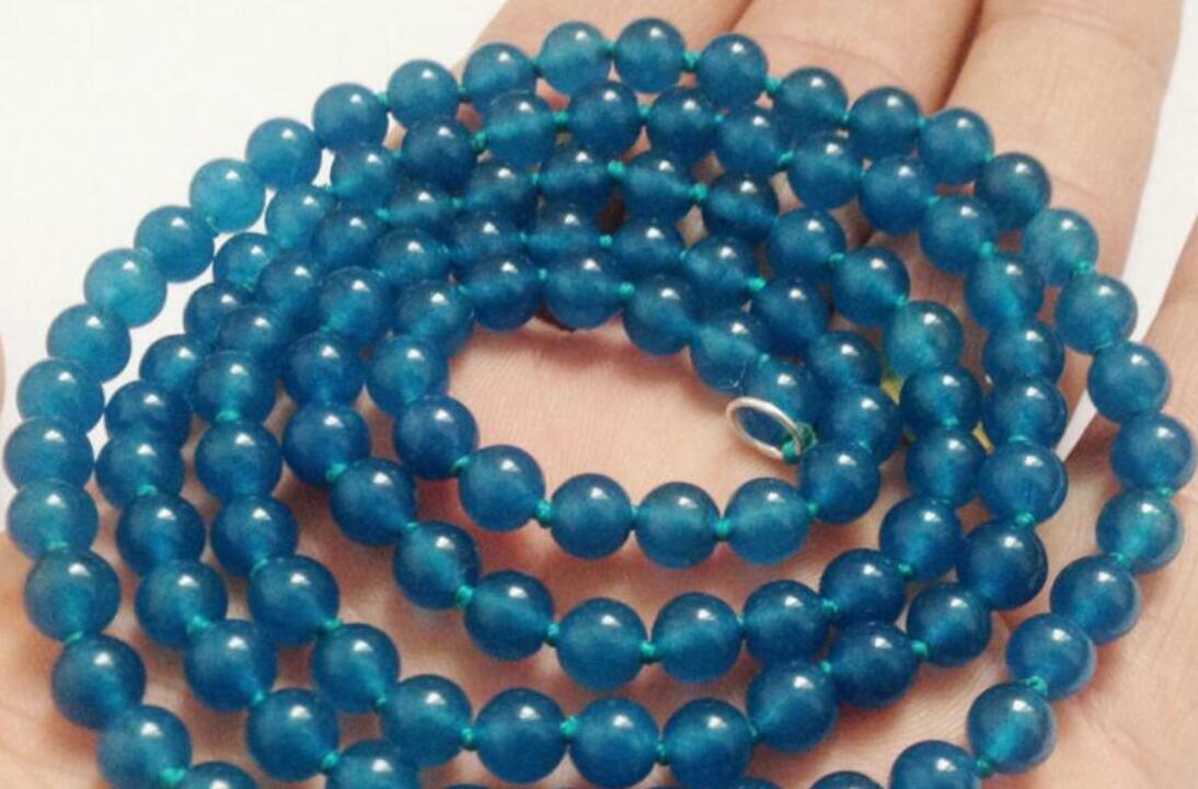 50" 8mm Apatite Gemstones Round Beads Fashion Necklace AAA