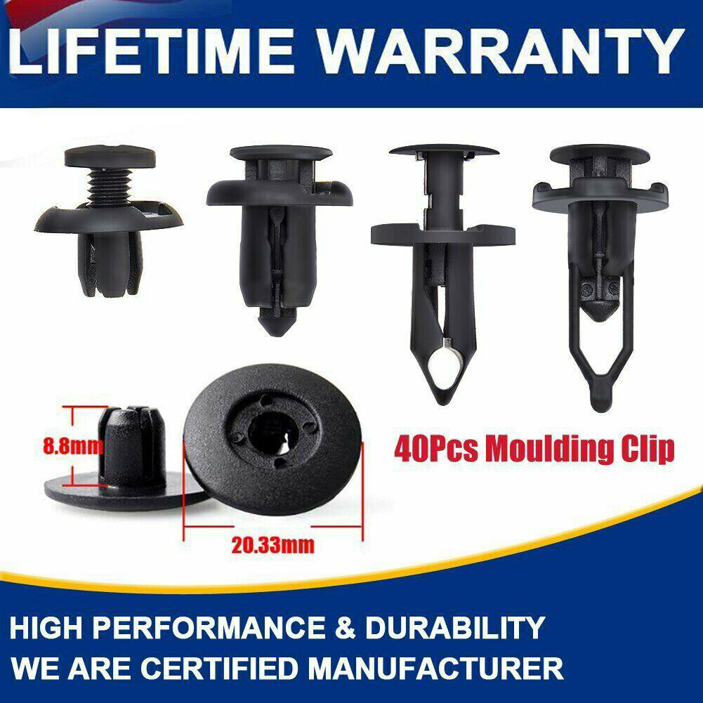 40Pcs Car Push Retainer Pin Body Bumper Rivet Trim Moulding Clip Accessories Kit